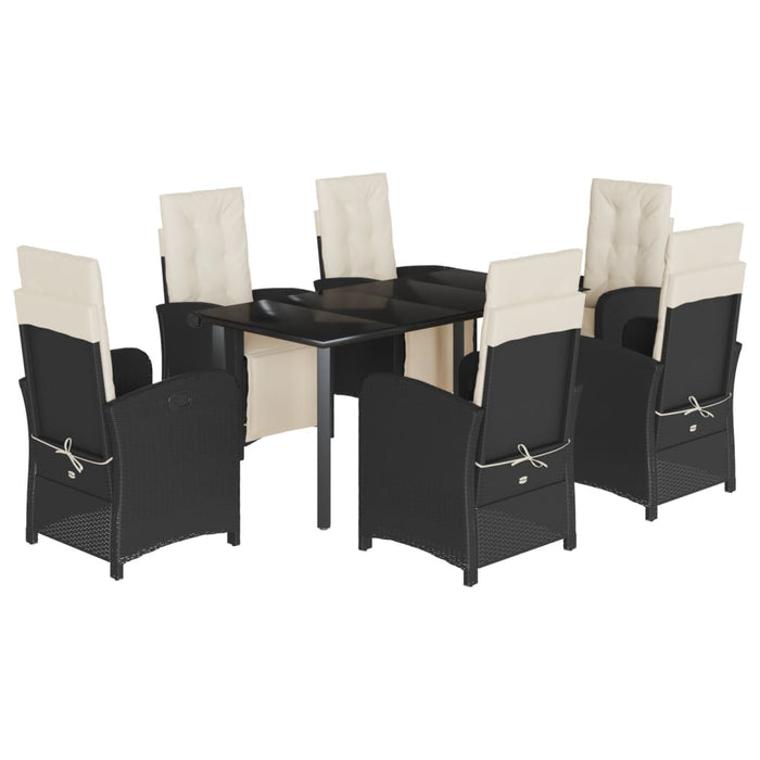 Set mobilier de grădină cu perne, 7 piese, negru, poliratan - WALTI WALTI