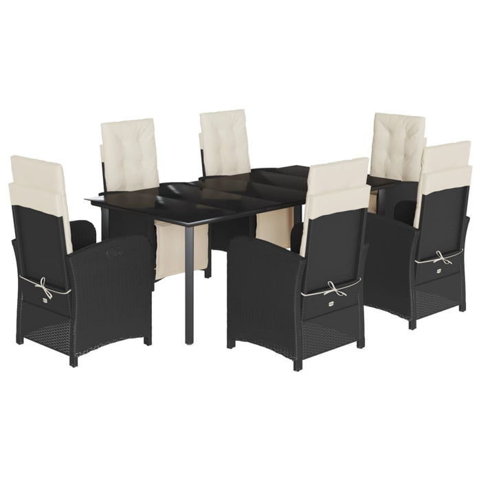 Set mobilier de grădină cu perne, 7 piese, negru, poliratan - WALTI WALTI