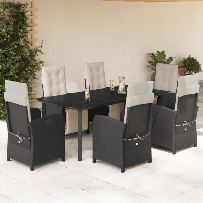 Set mobilier de grădină cu perne, 7 piese, negru, poliratan - WALTI WALTI