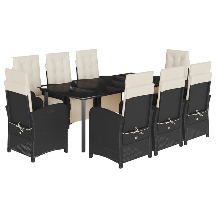 Set mobilier de grădină cu perne, 9 piese, negru, poliratan - WALTI WALTI