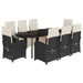Set mobilier de grădină cu perne, 9 piese, negru, poliratan - WALTI WALTI