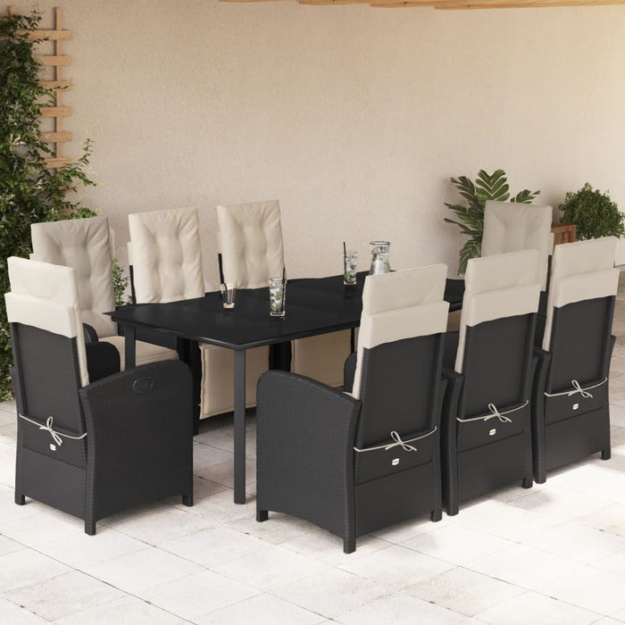 Set mobilier de grădină cu perne, 9 piese, negru, poliratan - WALTI WALTI