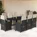 Set mobilier de grădină cu perne, 9 piese, negru, poliratan - WALTI WALTI