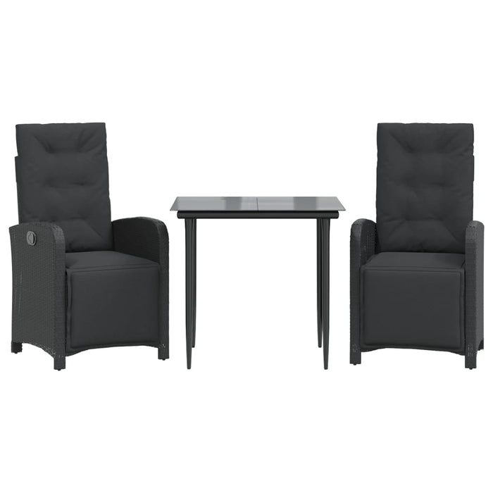Set bistro cu perne, 3 piese, negru, poliratan - WALTI WALTI