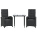 Set bistro cu perne, 3 piese, negru, poliratan - WALTI WALTI