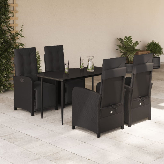 Set mobilier de grădină cu perne, 5 piese, negru, poliratan - WALTI WALTI