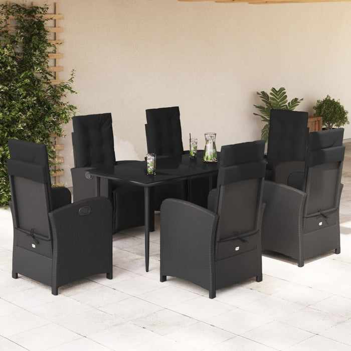 Set mobilier de grădină cu perne, 7 piese, negru, poliratan - WALTI WALTI