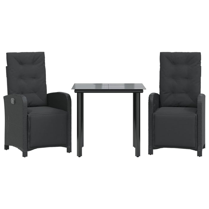 Set bistro cu perne, 3 piese, negru, poliratan - WALTI WALTI