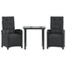 Set bistro cu perne, 3 piese, negru, poliratan - WALTI WALTI