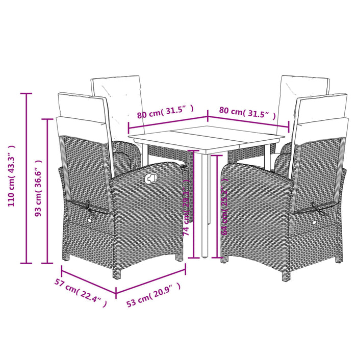 Set mobilier de grădină cu perne, 5 piese, negru, poliratan - WALTI WALTI