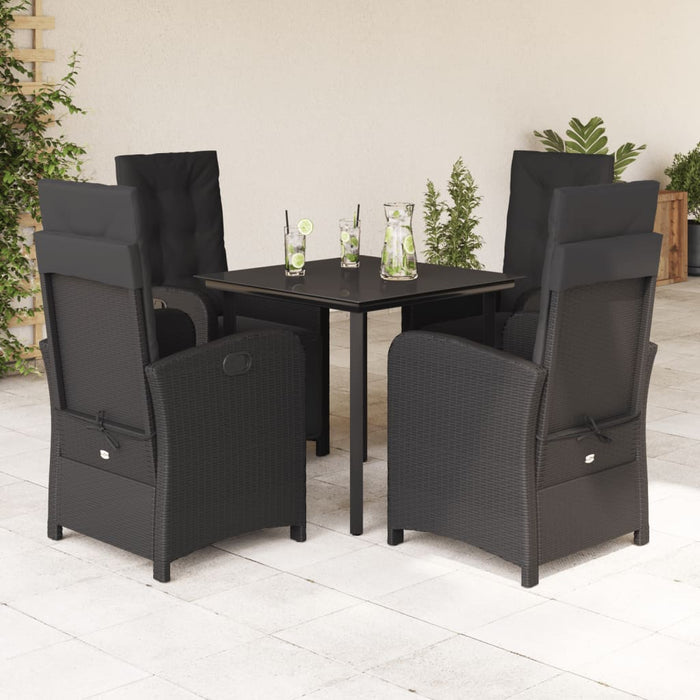 Set mobilier de grădină cu perne, 5 piese, negru, poliratan - WALTI WALTI