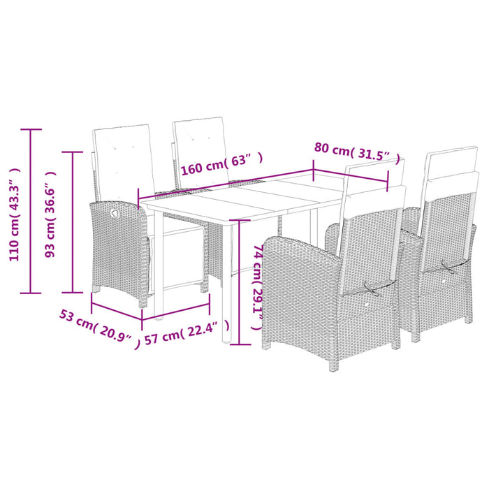 Set mobilier de grădină cu perne, 5 piese, negru, poliratan - WALTI WALTI