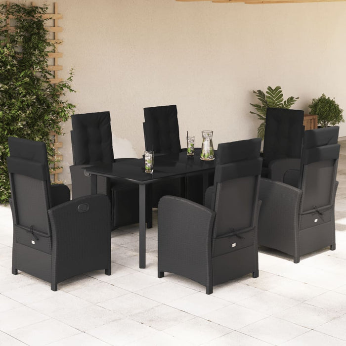 Set mobilier de grădină cu perne, 7 piese, negru, poliratan - WALTI WALTI