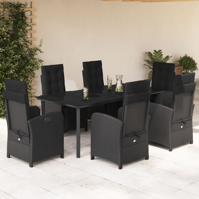 Set mobilier de grădină cu perne, 7 piese, negru, poliratan - WALTI WALTI