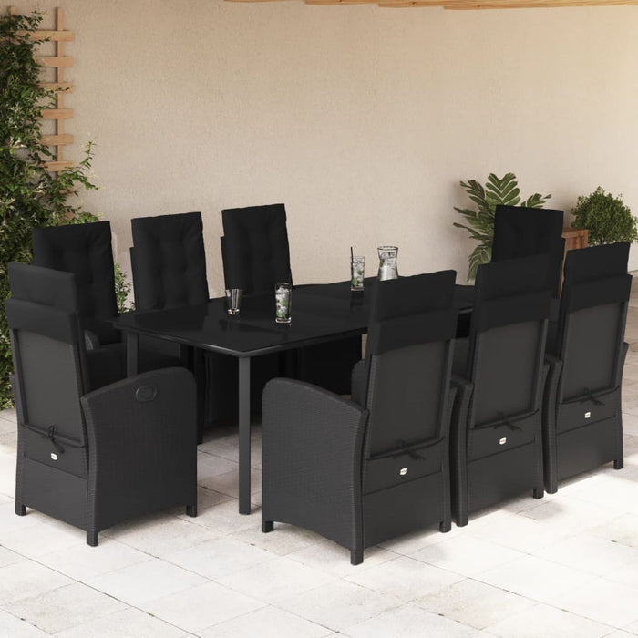 Set mobilier de grădină cu perne, 9 piese, negru, poliratan - WALTI WALTI