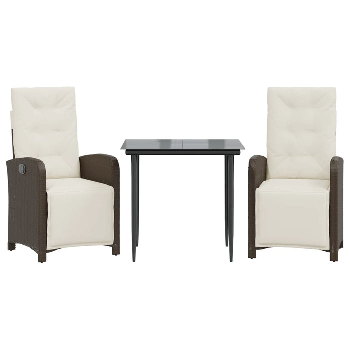 Set bistro cu perne, 3 piese, maro, poliratan - WALTI WALTI