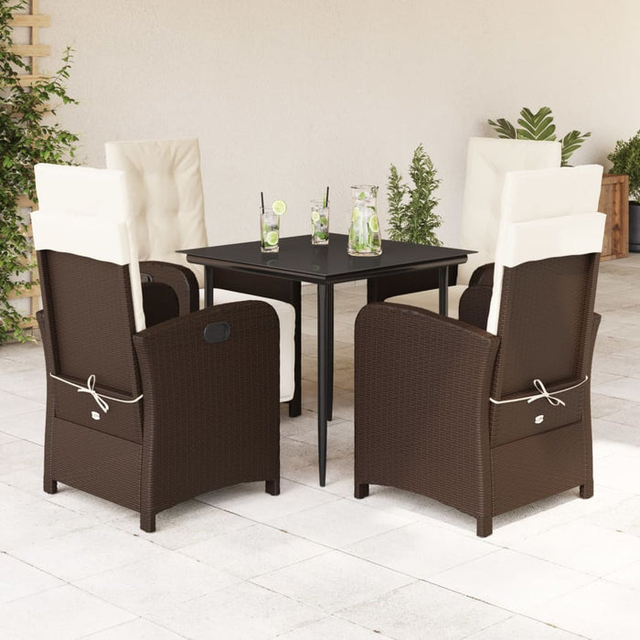 Set mobilier de grădină, 5 piese, cu perne, maro, poliratan - WALTI WALTI