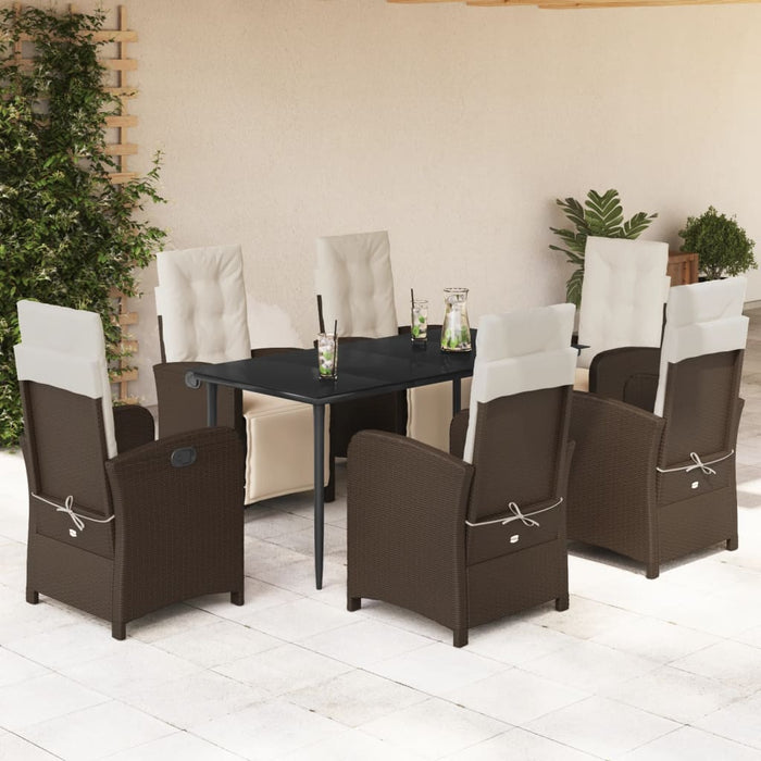 Set mobilier de grădină cu perne, 7 piese, maro, poliratan - WALTI WALTI
