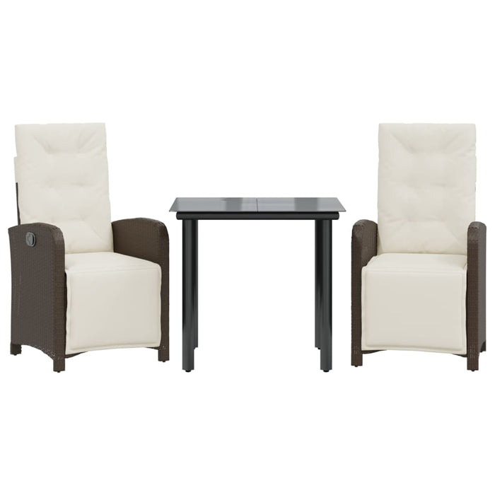 Set bistro cu perne, 3 piese, maro, poliratan - WALTI WALTI