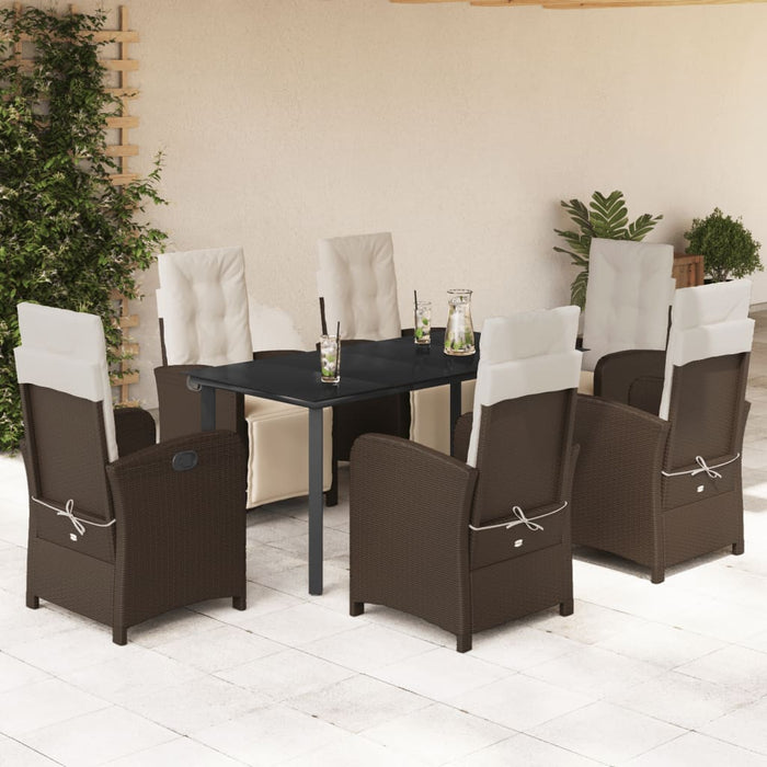 Set mobilier de grădină cu perne, 7 piese, maro, poliratan - WALTI WALTI