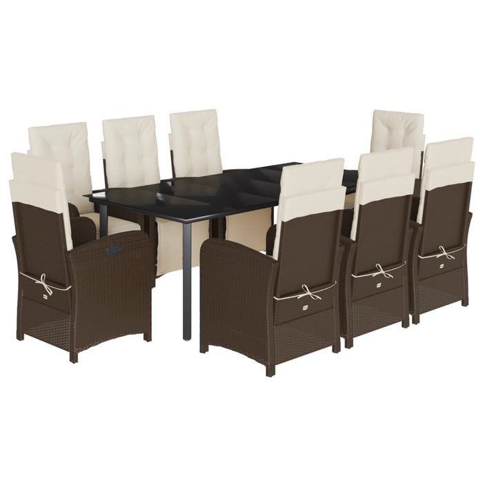 Set mobilier de grădină cu perne, 9 piese, maro, poliratan WALTI