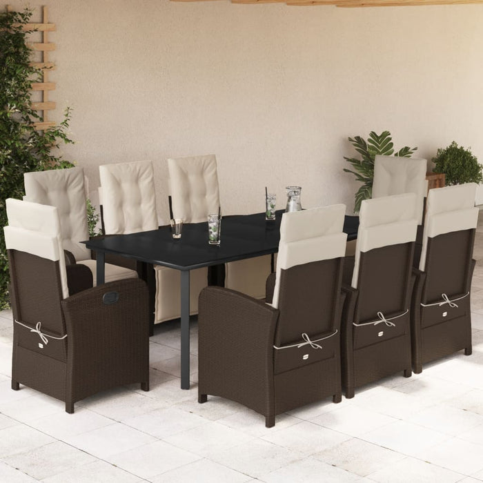 Set mobilier de grădină cu perne, 9 piese, maro, poliratan WALTI