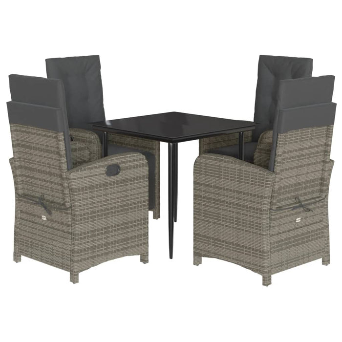 Set mobilier de grădină cu perne, 5 piese, gri, poliratan - WALTI WALTI