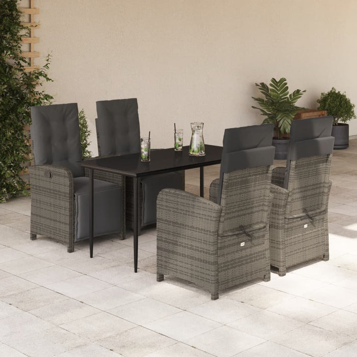 Set mobilier de grădină cu perne, 5 piese, gri, poliratan - WALTI WALTI