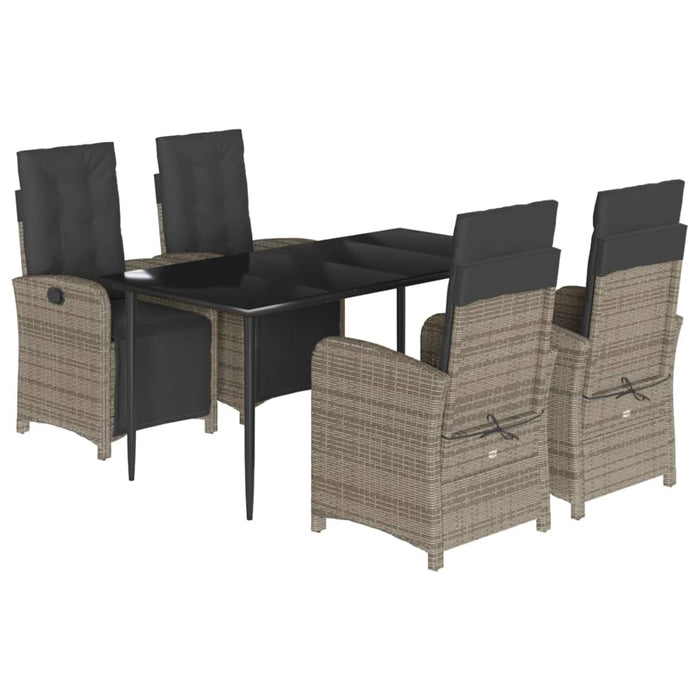 Set mobilier de grădină cu perne, 5 piese, gri, poliratan - WALTI WALTI