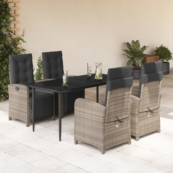 Set mobilier de grădină cu perne, 5 piese, gri, poliratan - WALTI WALTI