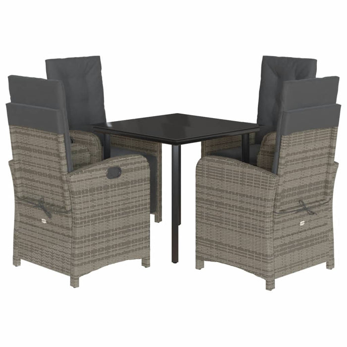Set mobilier de grădină cu perne, 5 piese, gri, poliratan WALTI