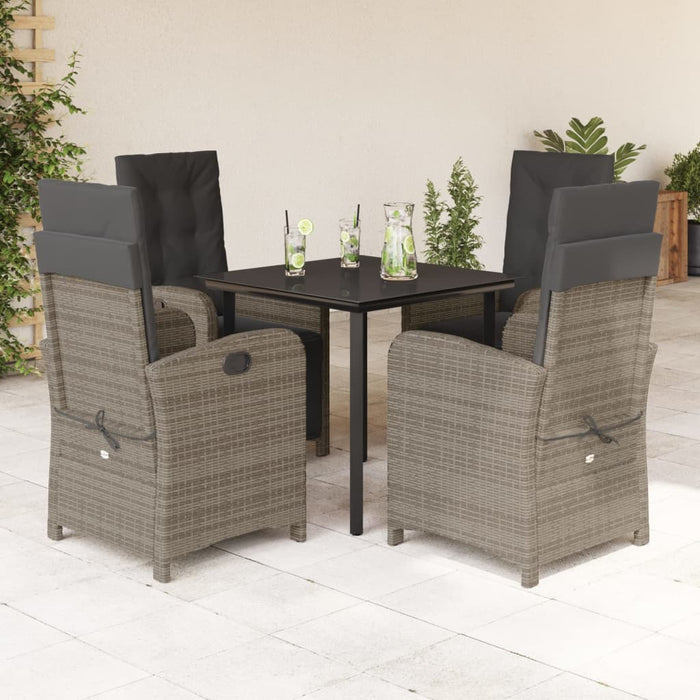 Set mobilier de grădină cu perne, 5 piese, gri, poliratan WALTI
