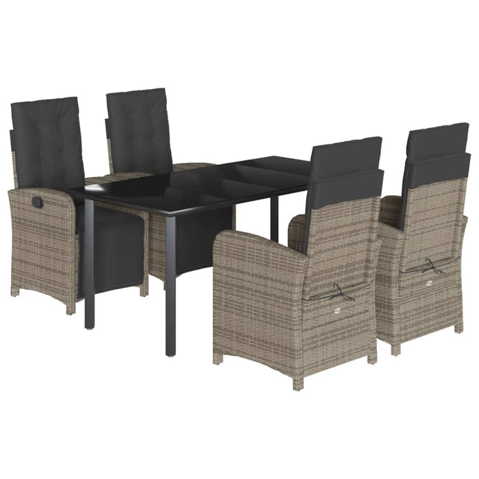 Set mobilier de grădină cu perne, 5 piese, gri, poliratan - WALTI WALTI