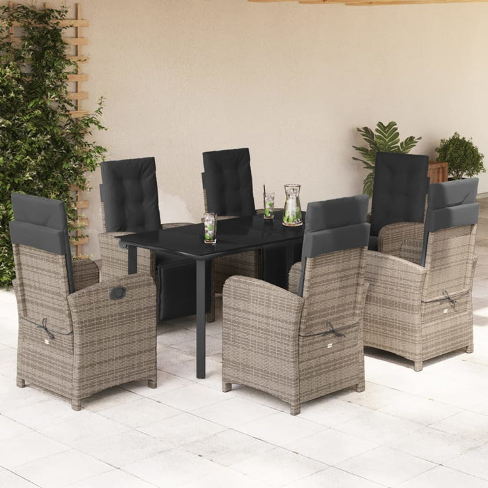 Set mobilier de grădină cu perne, 7 piese, gri, poliratan WALTI