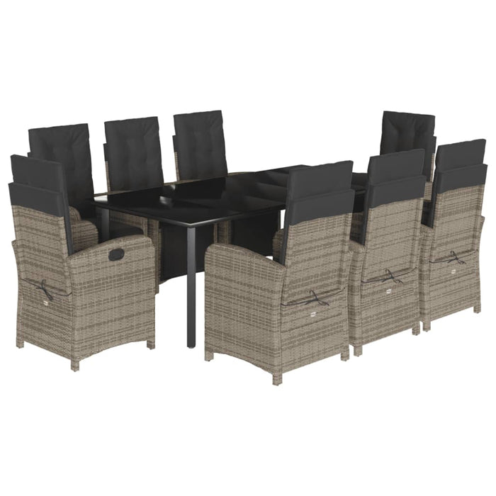 Set mobilier grădină cu perne, 9 piese, gri, poliratan - WALTI WALTI