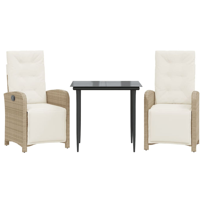 Set bistro cu perne, 3 piese, bej, poliratan - WALTI WALTI