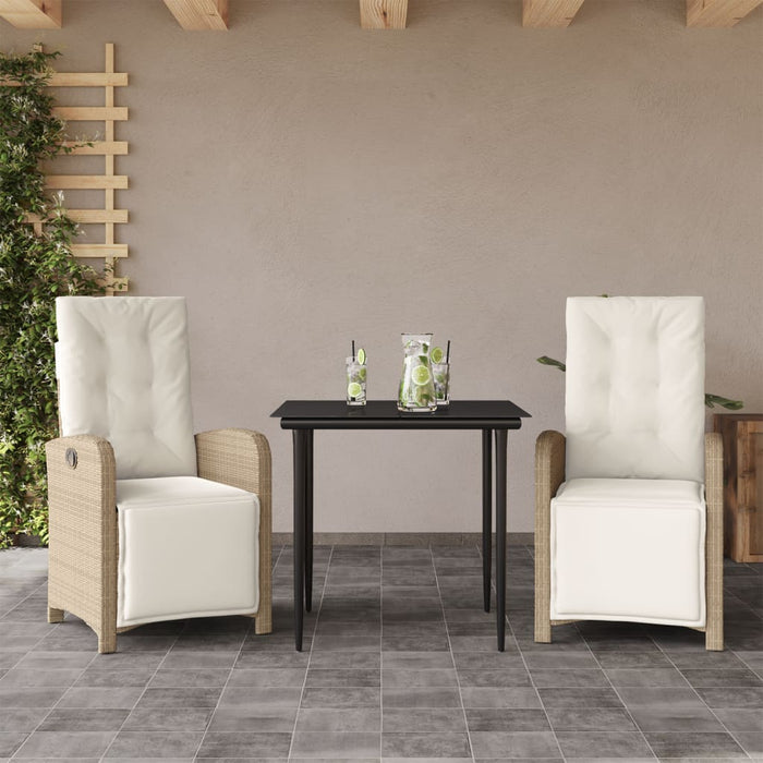 Set bistro cu perne, 3 piese, bej, poliratan - WALTI WALTI