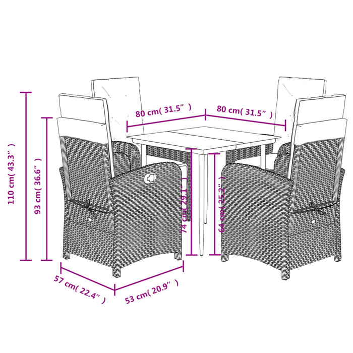 Set mobilier de grădină cu perne, 5 piese, bej, poliratan - WALTI WALTI