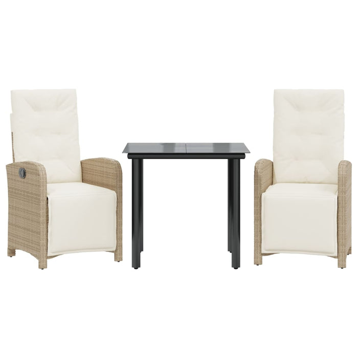 Set bistro cu perne, 3 piese, bej, poliratan - WALTI WALTI