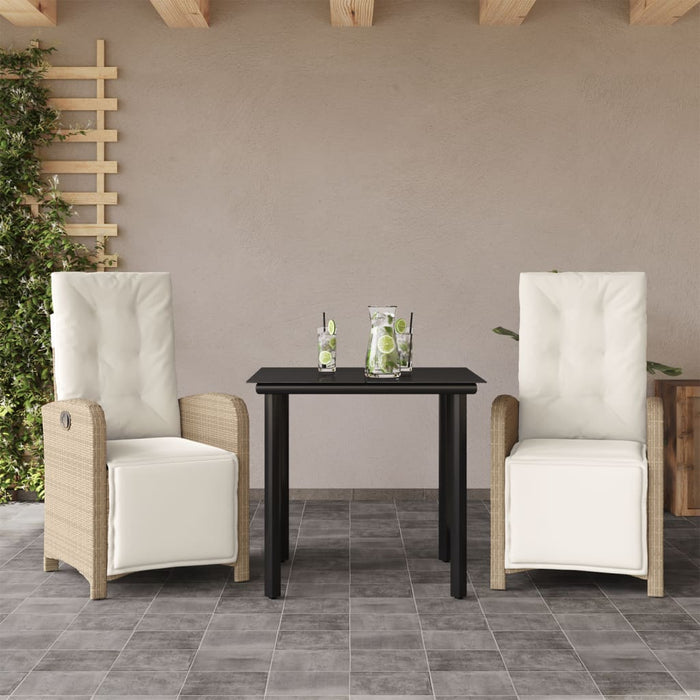 Set bistro cu perne, 3 piese, bej, poliratan - WALTI WALTI