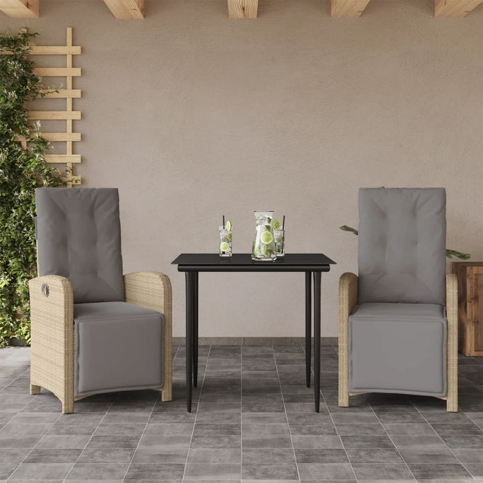 Set bistro cu perne, 3 piese, bej, poliratan - WALTI WALTI