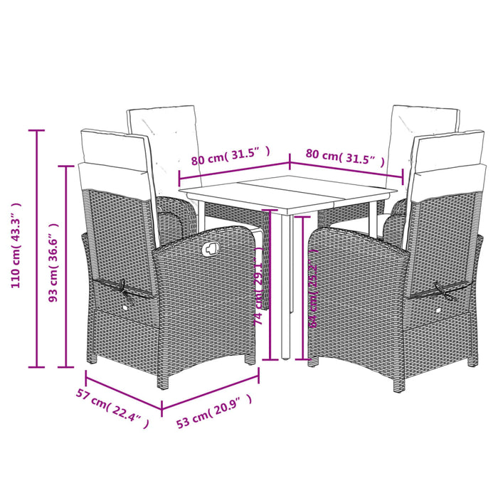 Set mobilier de grădină cu perne, 5 piese, bej, poliratan - WALTI WALTI