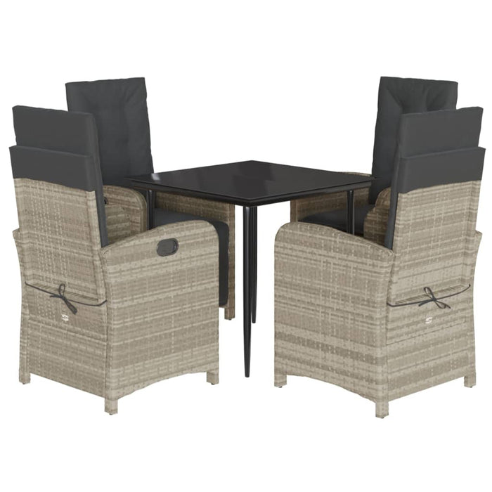 Set mobilier de grădină cu perne, 5 piese gri deschis poliratan - WALTI WALTI