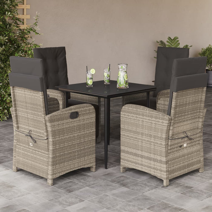 Set mobilier de grădină cu perne, 5 piese gri deschis poliratan - WALTI WALTI
