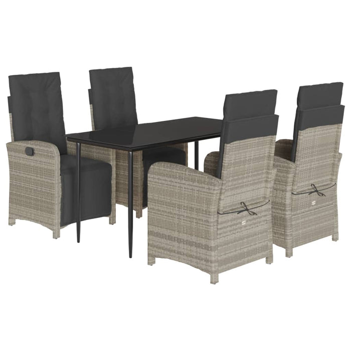 Set mobilier de grădină cu perne, 5 piese gri deschis poliratan - WALTI WALTI