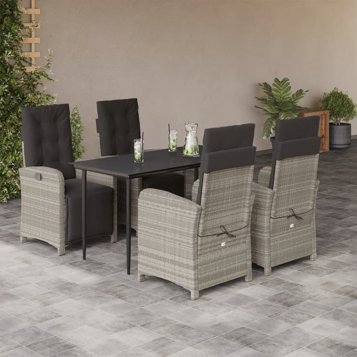 Set mobilier de grădină cu perne, 5 piese gri deschis poliratan - WALTI WALTI