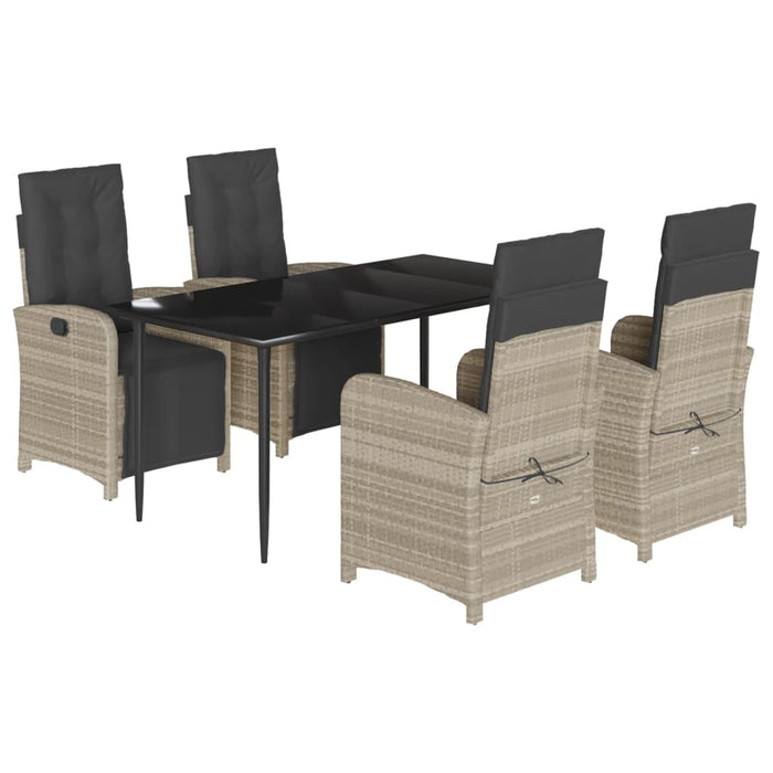 Set mobilier de grădină cu perne, 5 piese gri deschis poliratan - WALTI WALTI