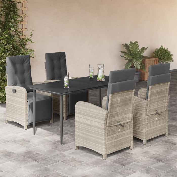 Set mobilier de grădină cu perne, 5 piese gri deschis poliratan - WALTI WALTI
