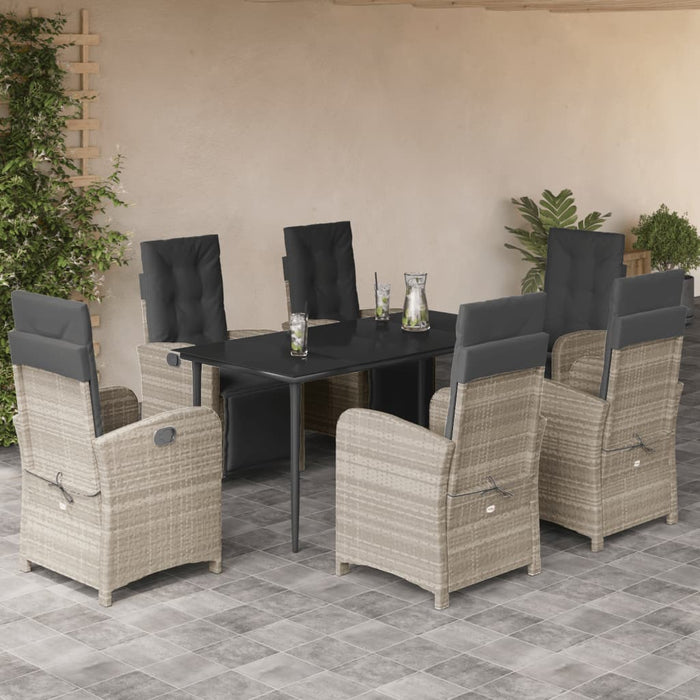 Set mobilier de grădină cu perne, 7 piese gri deschis poliratan - WALTI WALTI