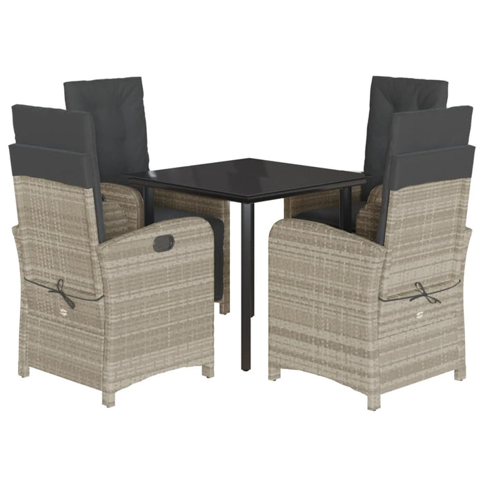 Set mobilier de grădină cu perne, 5 piese gri deschis poliratan - WALTI WALTI
